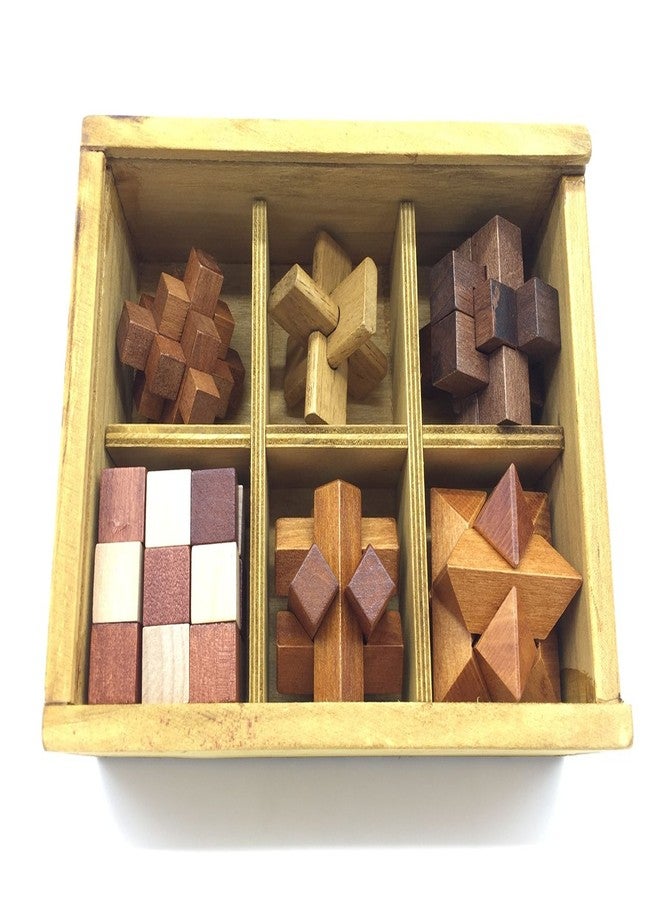 Guaishou 6-in-One 3D Luxury Wooden Brain Puzzle Teaser Kongming Lock for Teens and Adults Includes Storage Box - Image 3